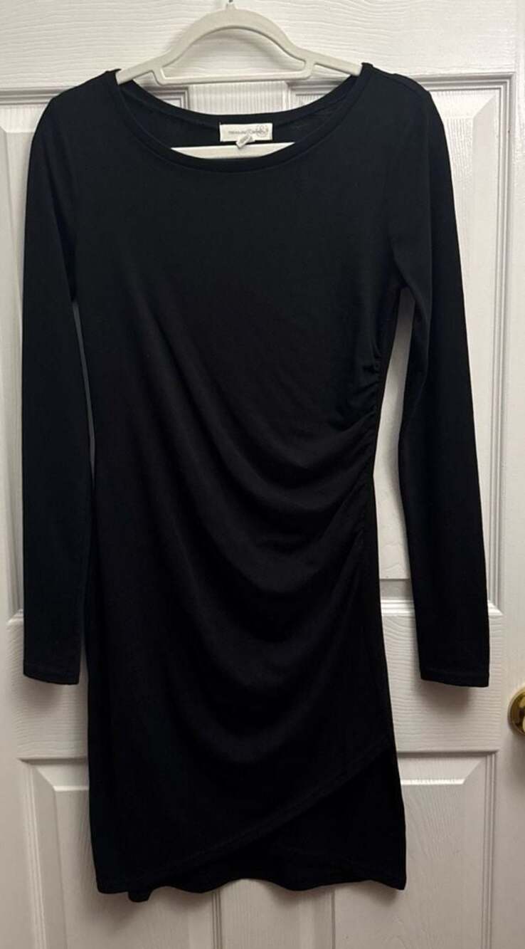 Treasure & Bond Ruched Side Long Sleeve Tulip Hem Dress Size M